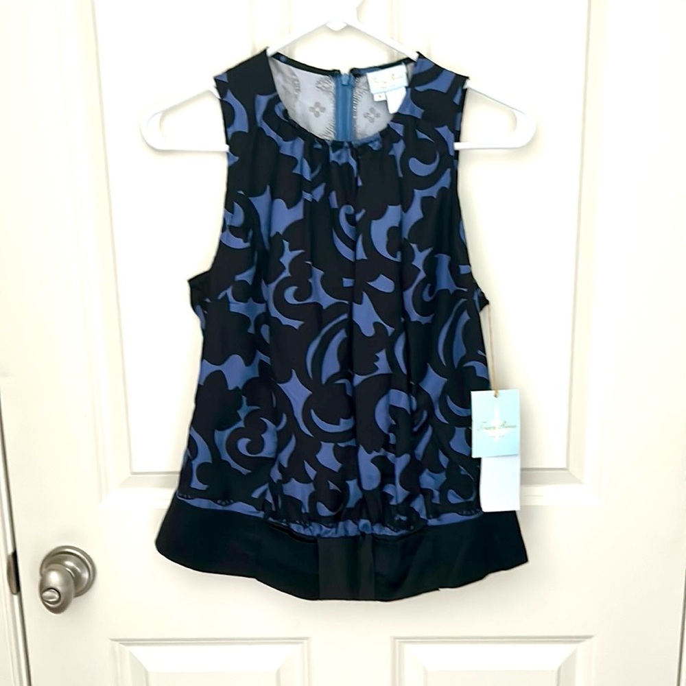 NWT Tracy Reese silk blueberry swirly top
